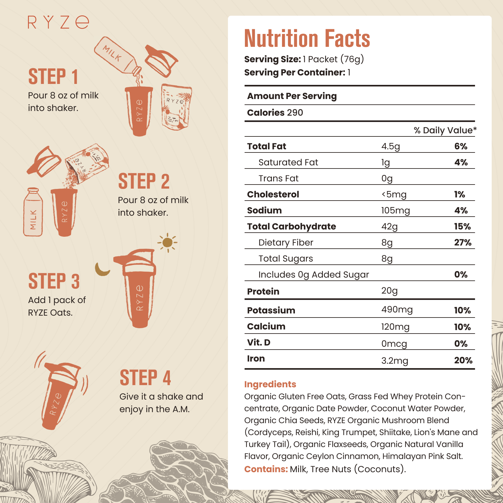 Mushroom Overnight Oats Pack (14 Servings) - CQUC