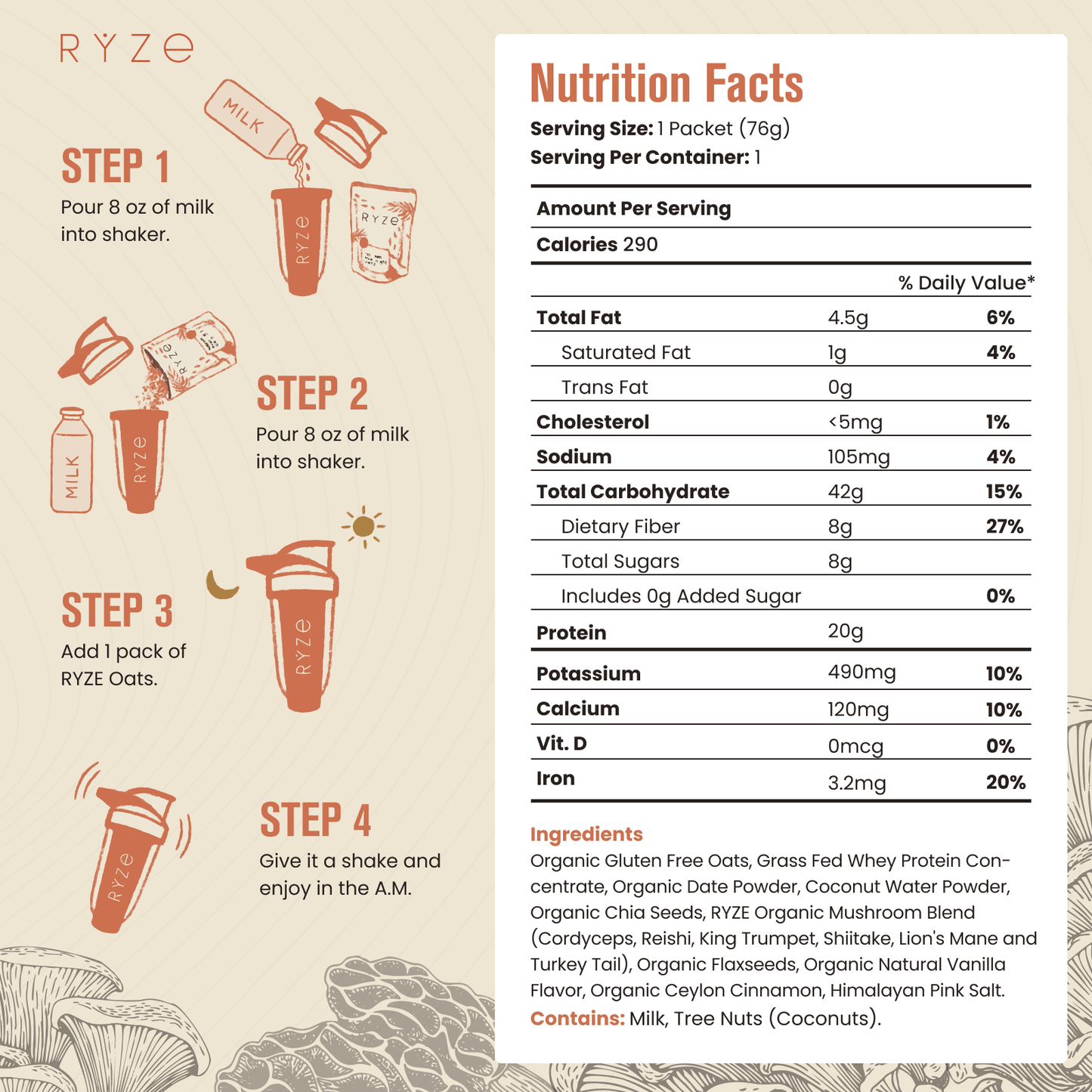 Mushroom Overnight Oats Pack (28 Servings) - FP2A