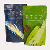 RYZE Mushroom Matcha - with 6 Organic Adaptogenic Mushrooms Grown In USA and Ceremonial-Grade Japanese Matcha - 8G5W